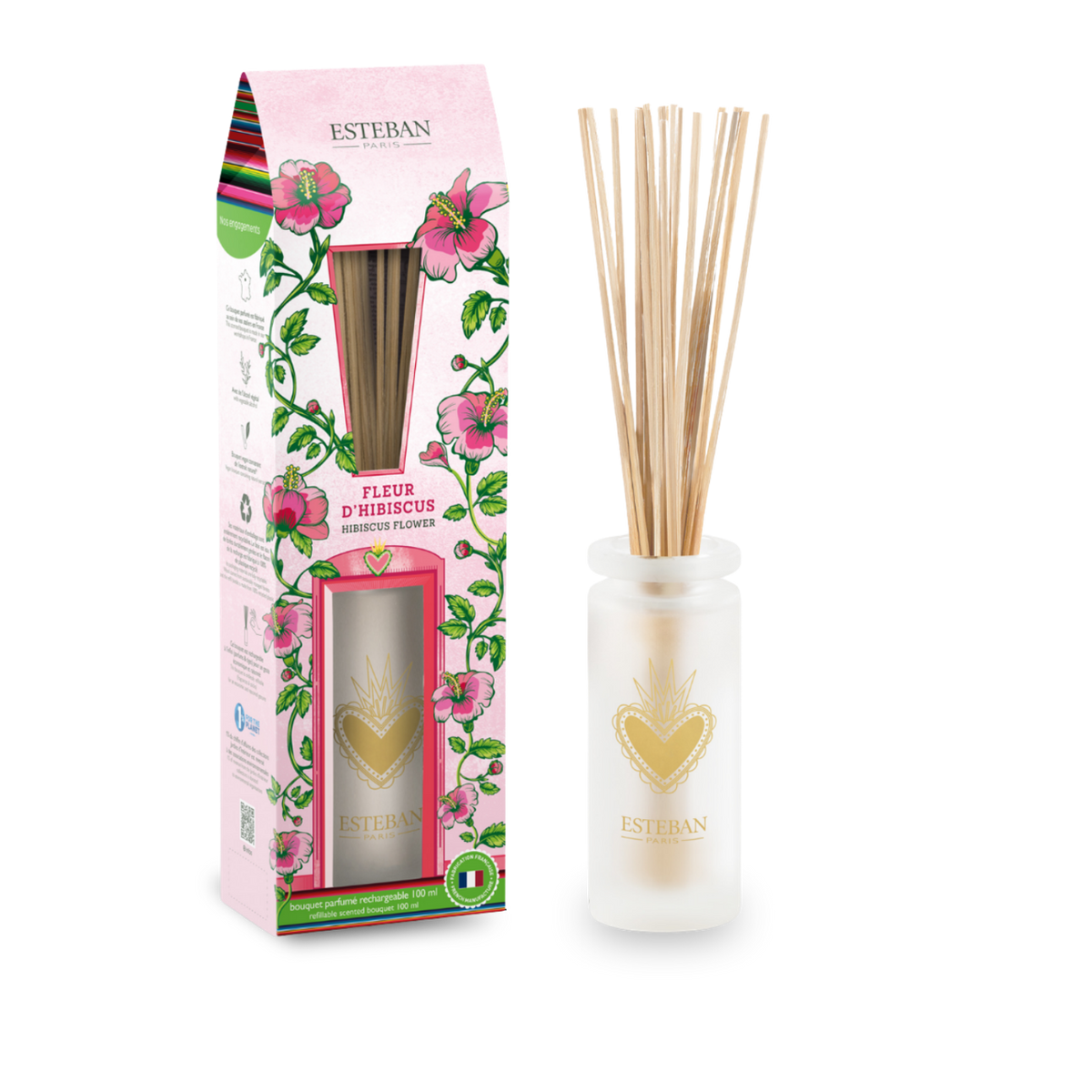 Bouquet parfumé nature - Fleur d'Hibiscus - rechargeable - 100ml