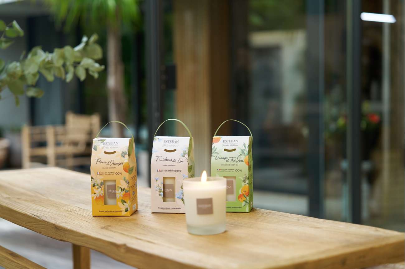 Bougie parfumée nature - Fraîcheur de Lin - rechargeable - 180g