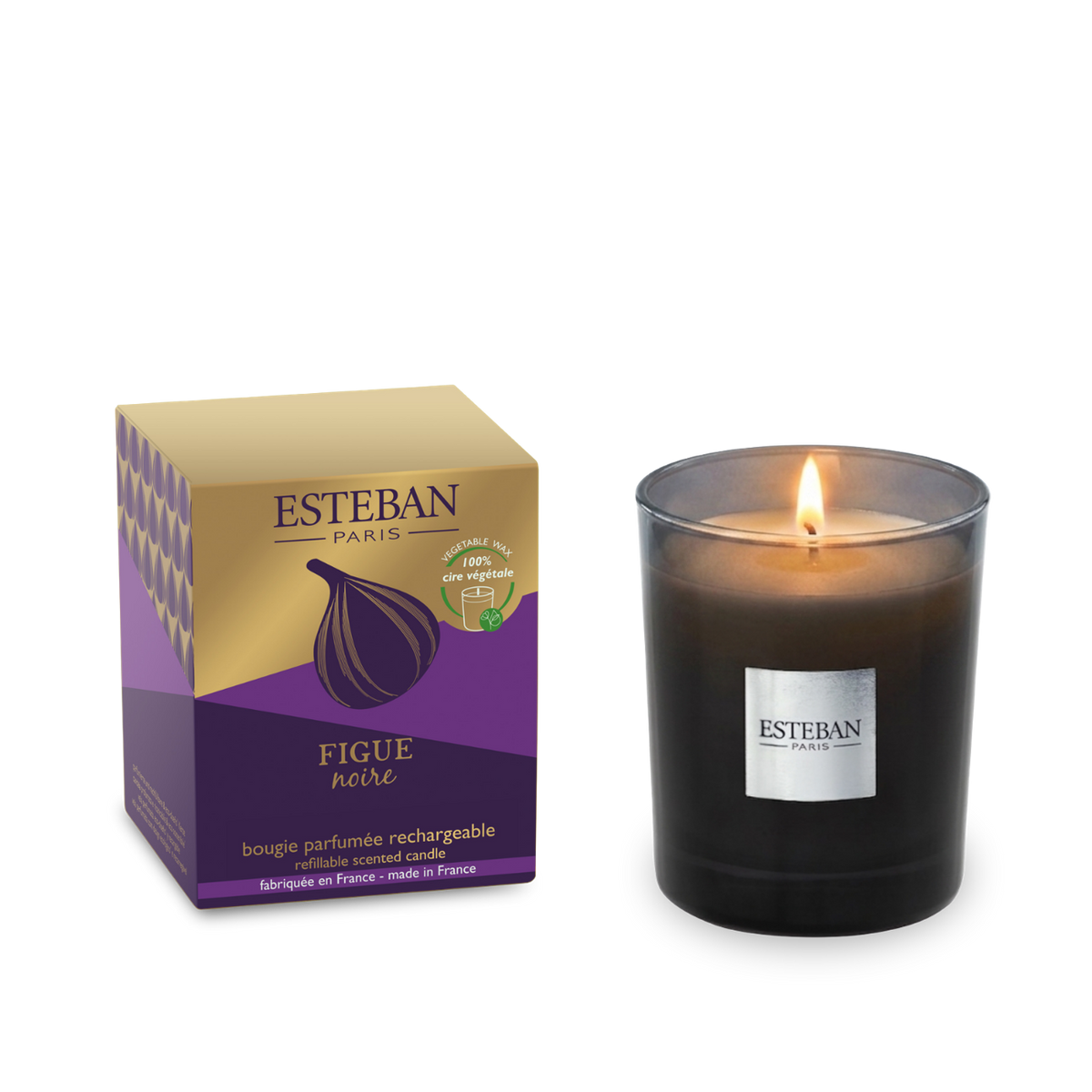 Initial scented candle - Figue Noire - refillable - 180g