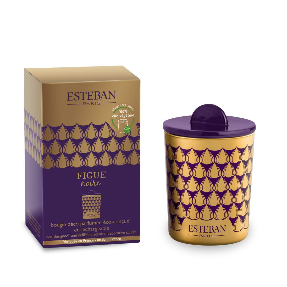 Scented decorative candle - Figue Noire - refillable - 180g