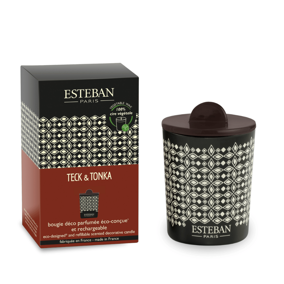 Bougie déco parfumée - Teck & Tonka - rechargeable - 180g