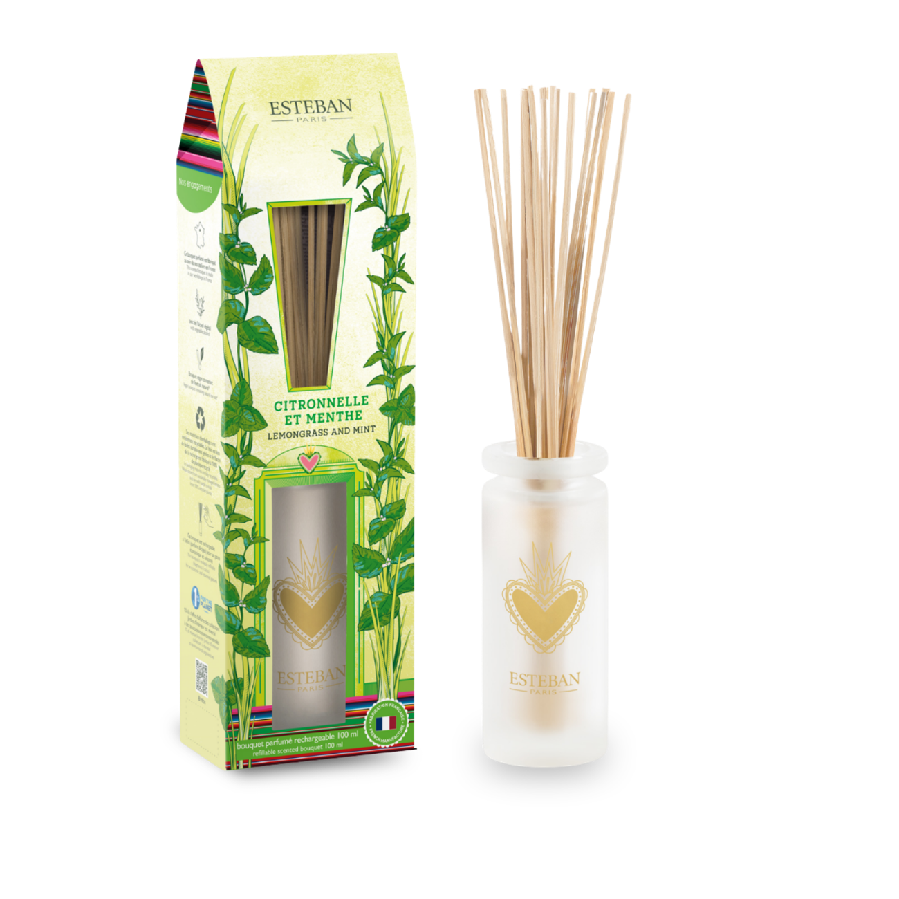 Refillable scented bouquet - Lemongrass & Mint - 100ml
