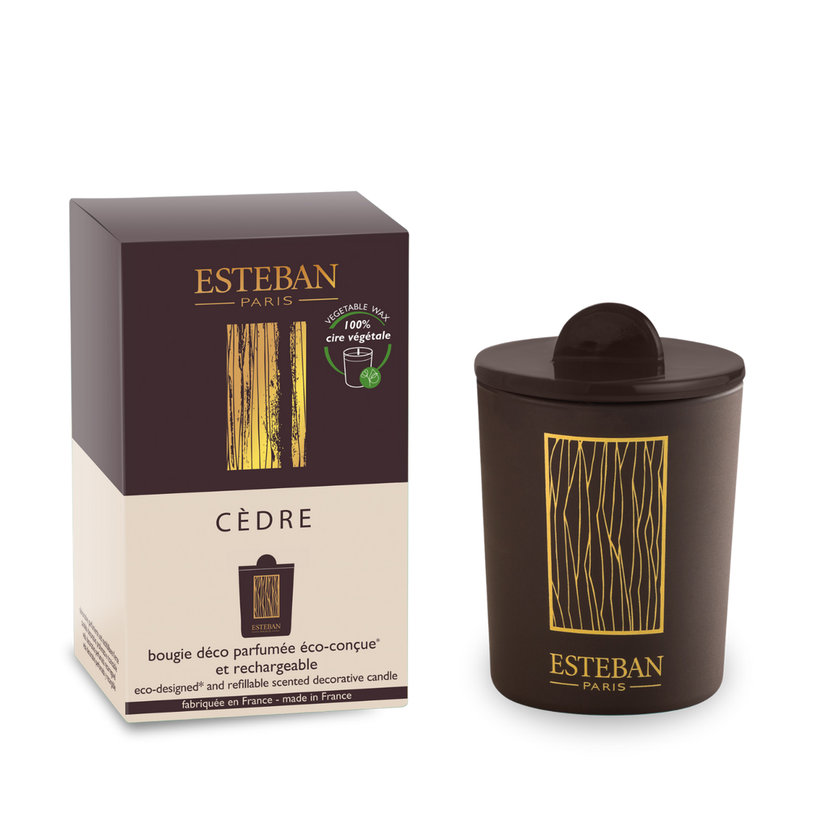 Scented decorative candle - Cèdre - refillable - 180g
