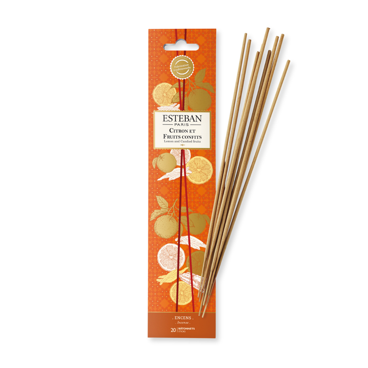 Encens indiens - Citron & Fruits confits - édition limitée Noël - 20 bâtonnets