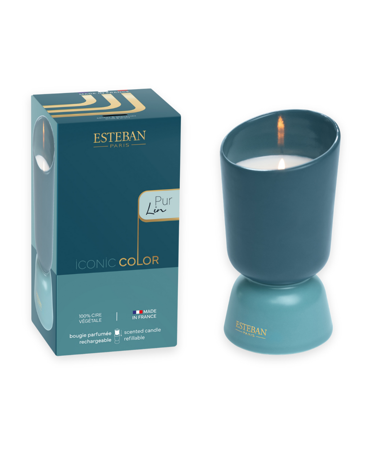 Scented candle - Pur Lin - Iconic Color - refillable - 220g