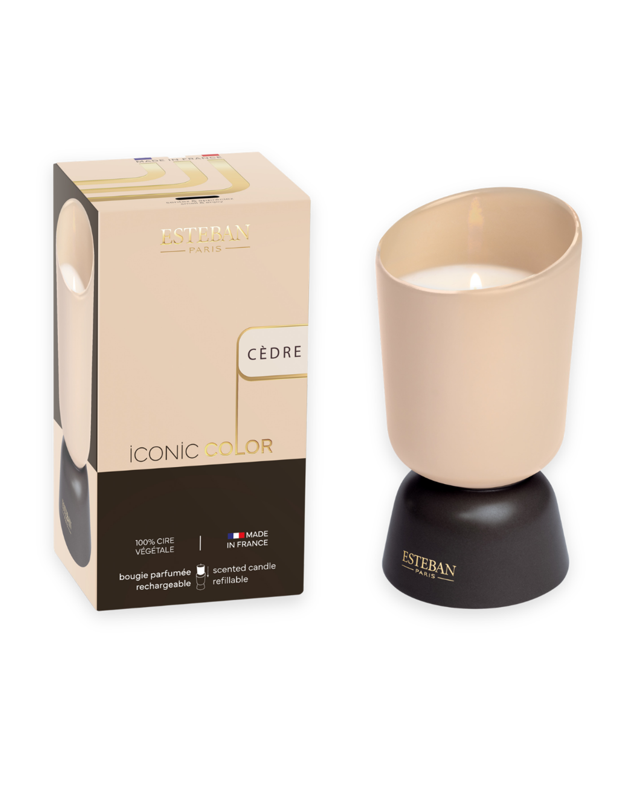 Scented candle - Cèdre - Iconic Color - refillable - 220g