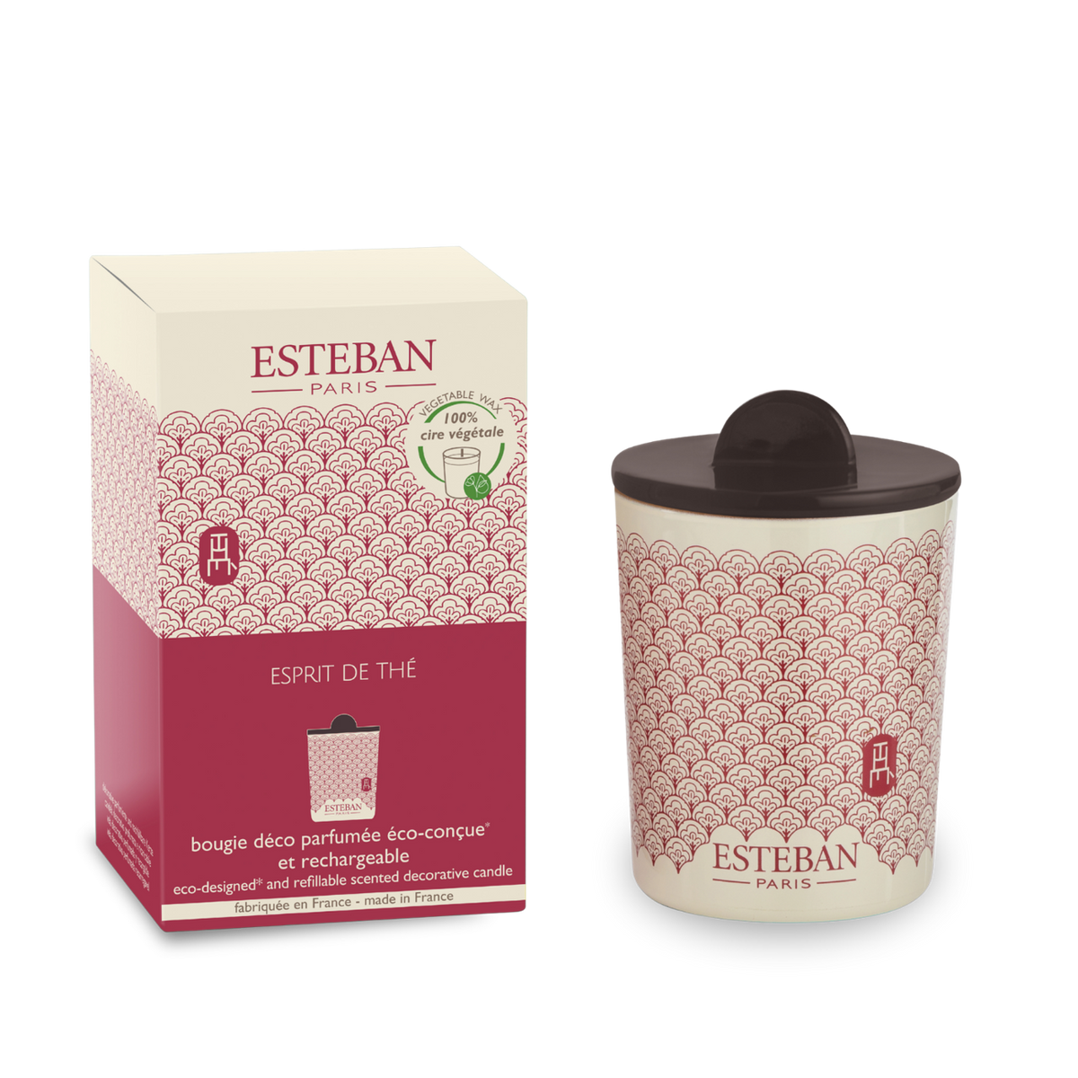 Scented decorative candle - Esprit de Thé - refillable - 180g